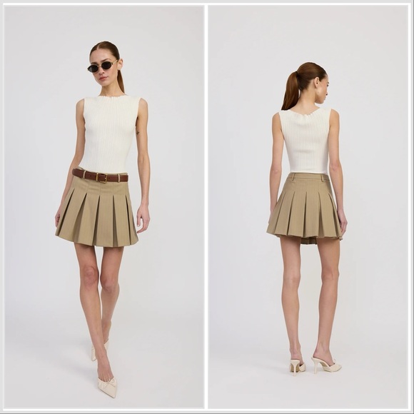 En Saison Dresses & Skirts - NWOT En Saison Arden Pleated Mini Skirt - Taupe Ecru - Size Medium